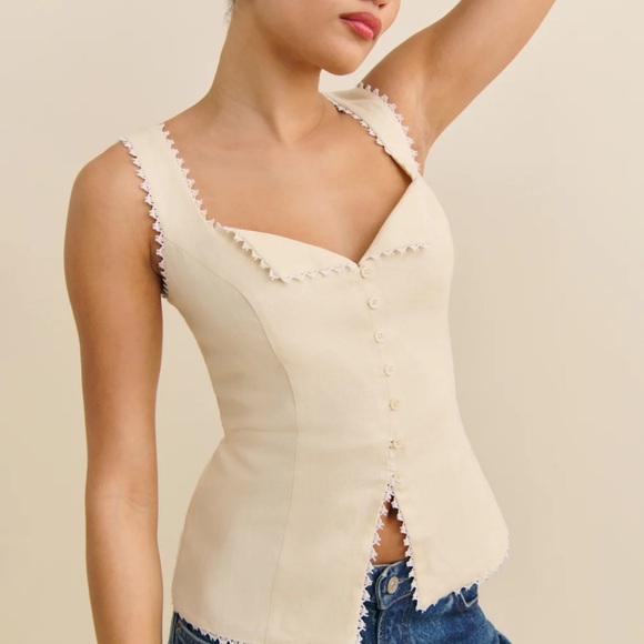 Reformation Tops - Reformation Viola Linen Top Sugar